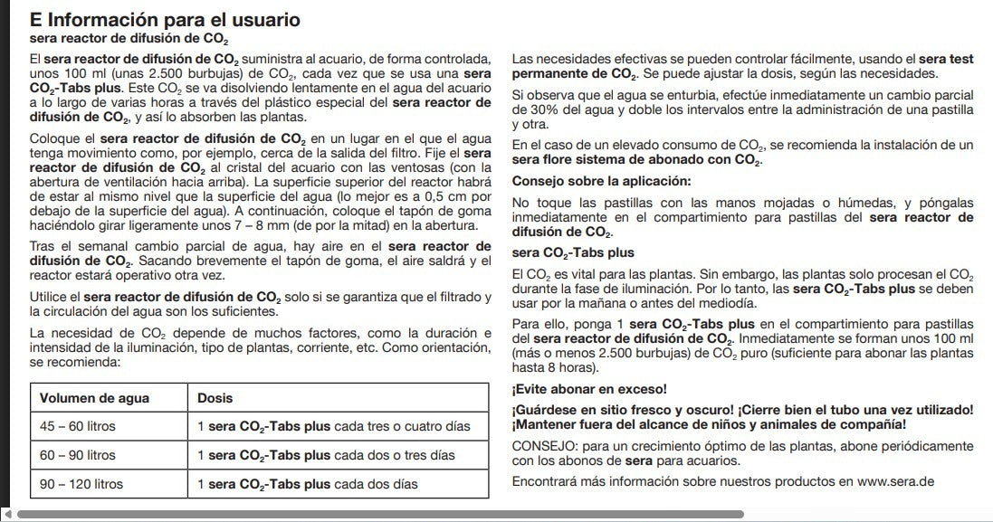 sera Kit CO2-Start Con pastillas efervescentes Acuarios 60L-200L