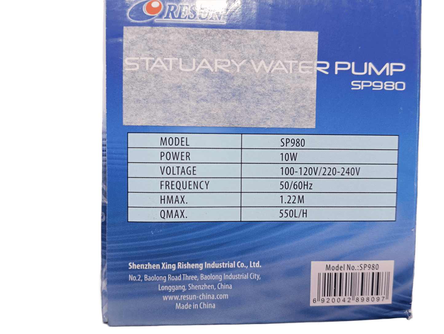 Bomba Sumergible Resun SP - 980 – 550 L/H - Discus Roa Fish