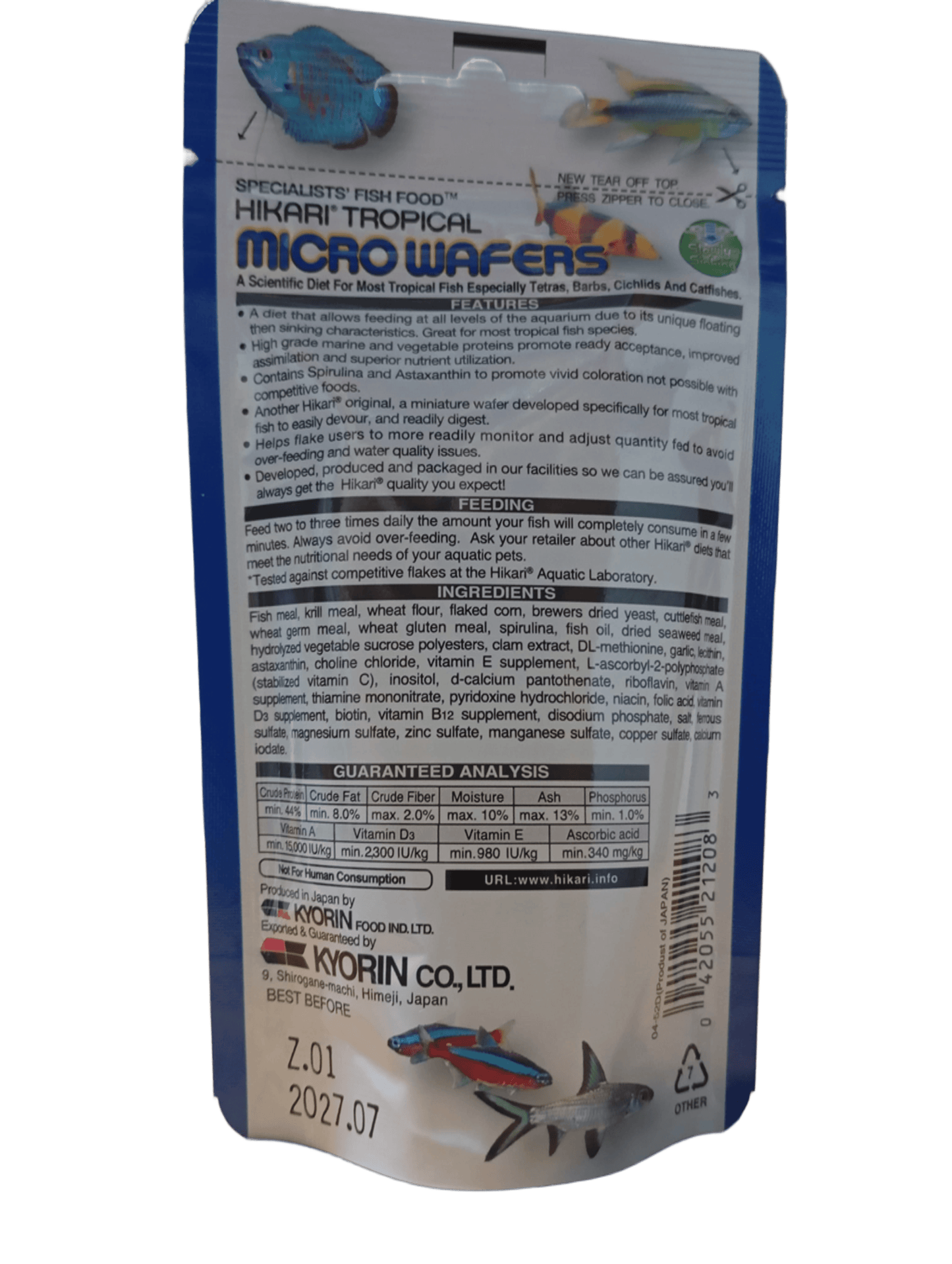 Hikari Micro Wafers® – Alimento Nutritivo para Peces Tropicales Pequeños - Discus Roa Fish
