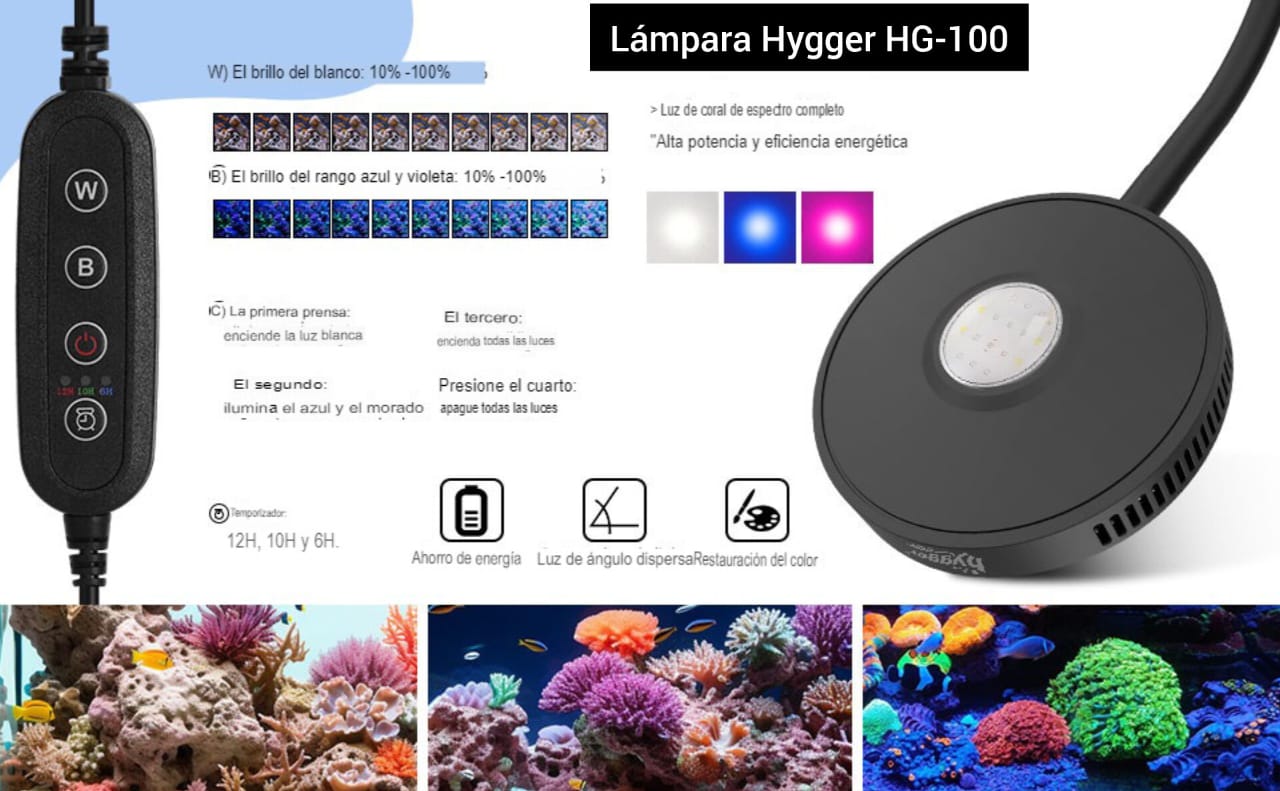 Lampara Acuario Marino Hygger Hg - 100 de 32 W - Discus Roa Fish