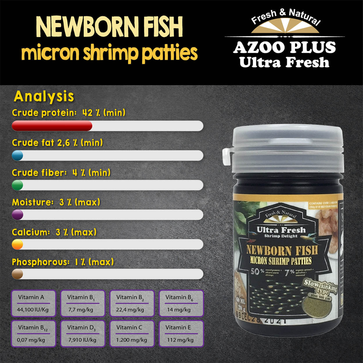 Ultra Fresh Newborn Fish Micron Shrimp Patties 20g