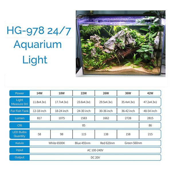 Lampara Acuario Plantado RGB HYGGER HG978 Medios Requerimientos