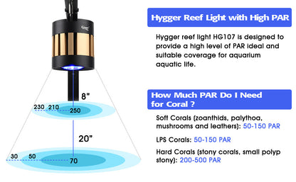 Lampara Acuario marino Corales Hygger HG107 50w