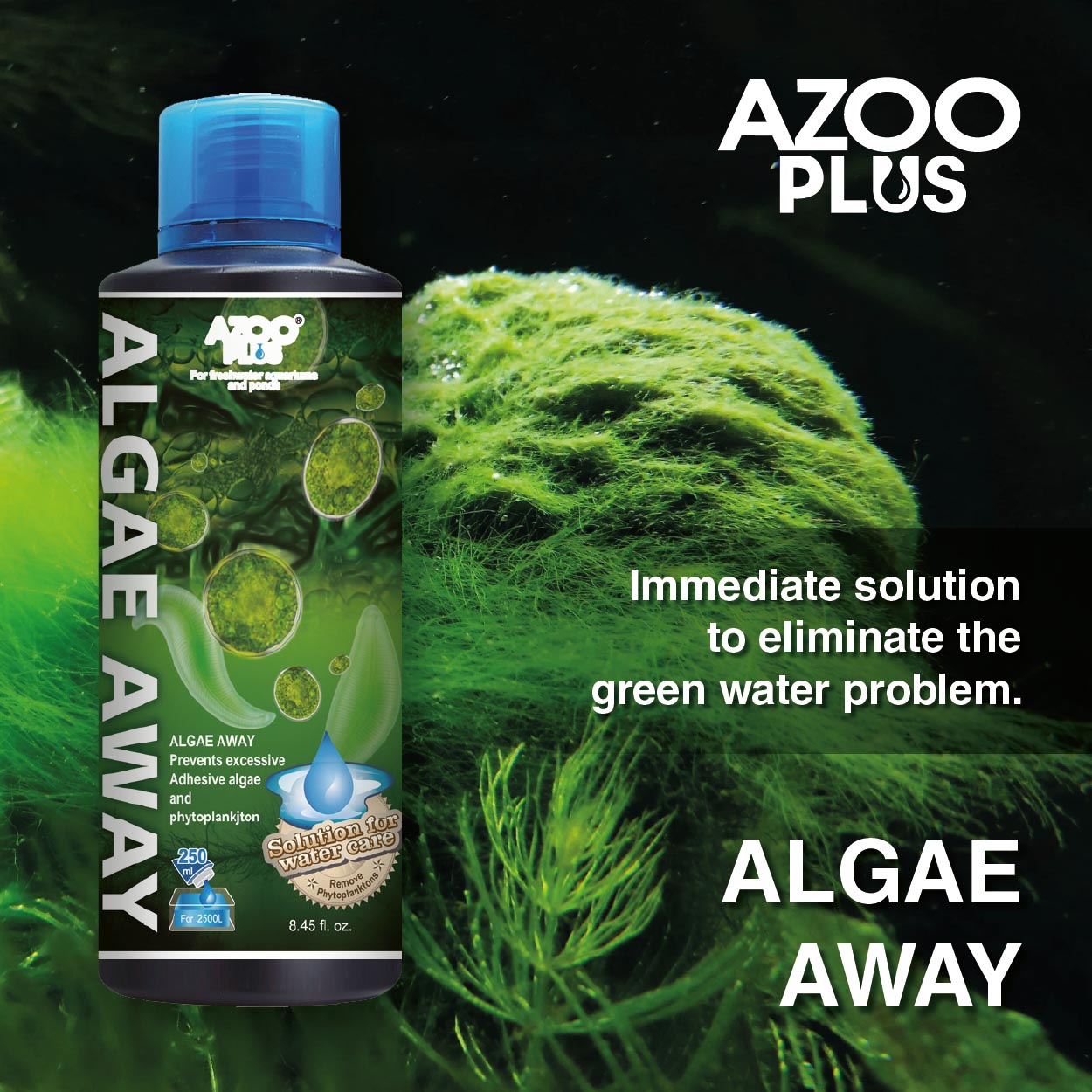 AZOO Algae Away | Eliminador de Algas para Acuarios Controla Agua Verde y Filamentosas