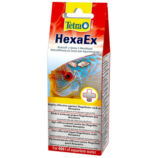 Tetra Medica HexaEx 20 ml – Tratamiento eficaz contra flagelados intestinales en peces ornamentales